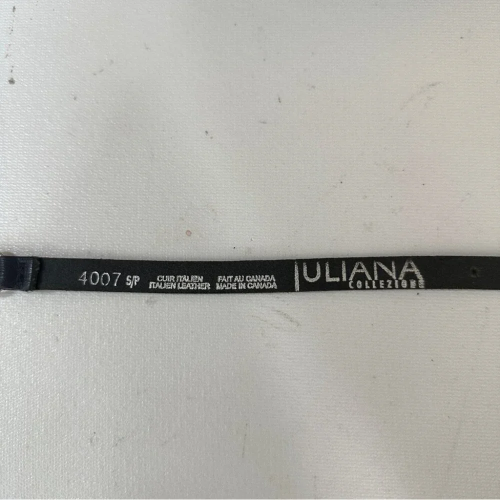 Juliana Collezione Black BELT Silver Crystal Studded Italian Leather Skinny SM
